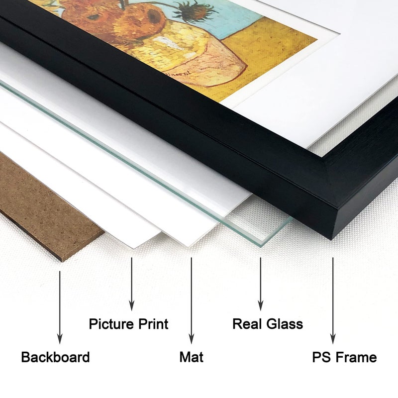 DEKWINN 8x8 Picture Frame Set of 3 with Real Glass for Pictures 5x5 with Mat or 8x8 Without Mat  Wall Gallery or Tabletop display Photo Frames in Black - Image 3